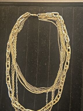 Multi-Strand Silver Layered Chain Necklace